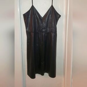 NWT Zara Black Pleather A-Line Mini Dress Size M